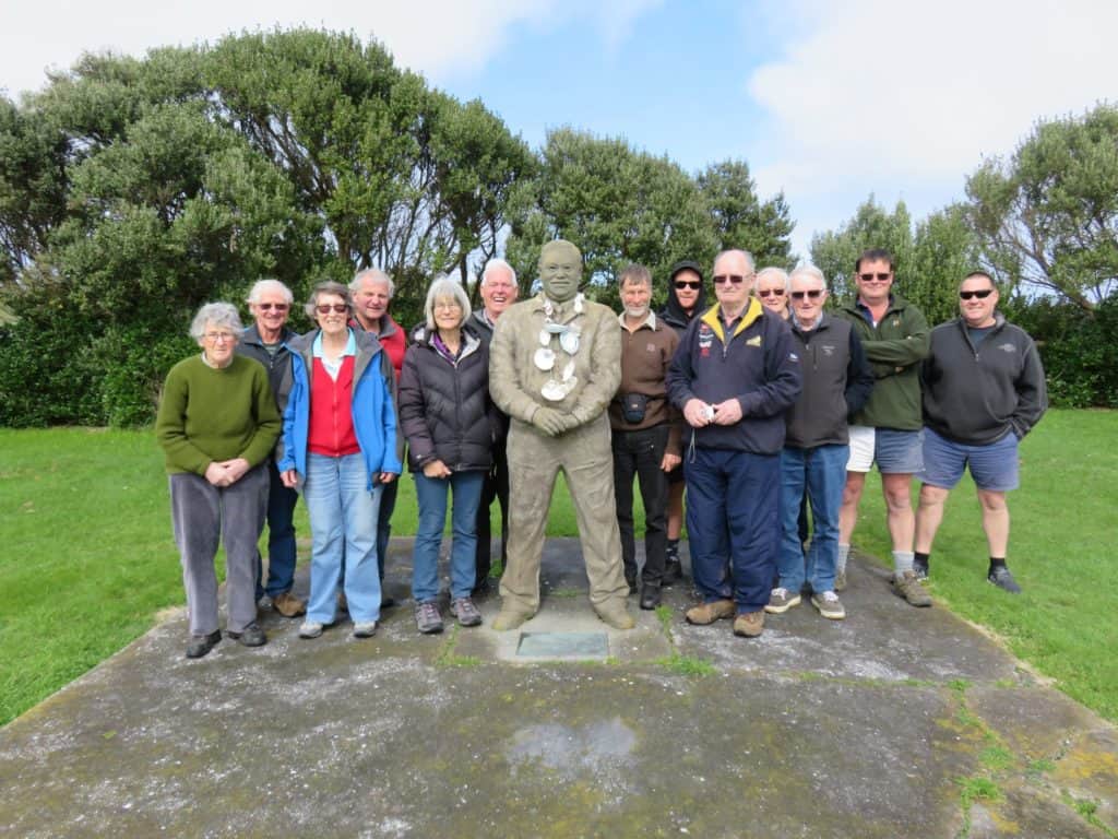 Tourist at Statue — Chatham Island Tours in New Zealand