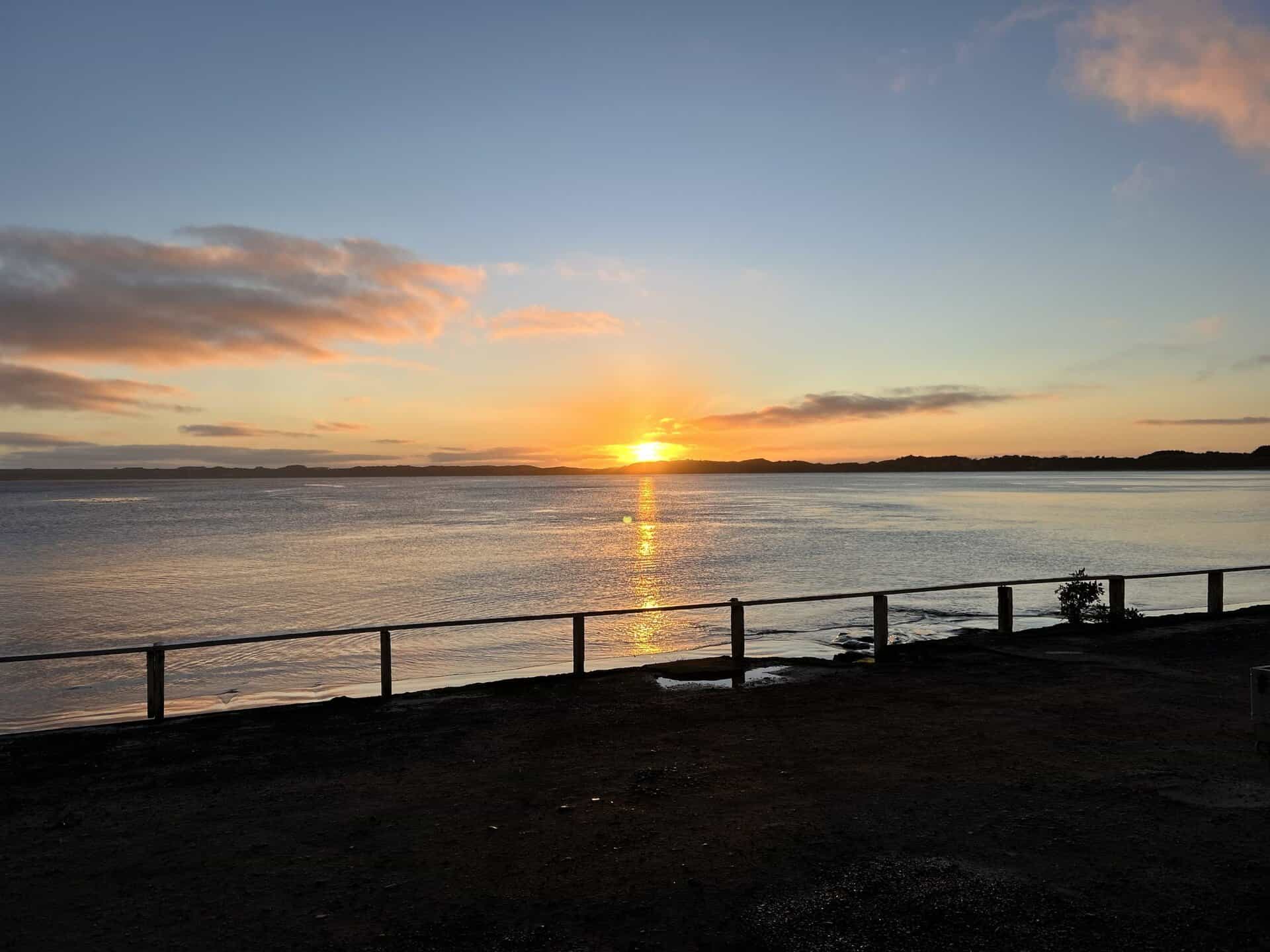 Walking sunrise Chatham Island